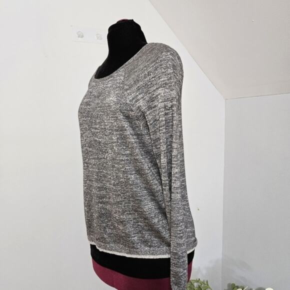 Joie Silver Metallic Raglan Sleeve Lightweight Pullover Boat Neck Knit Top - Picture 4 of 11